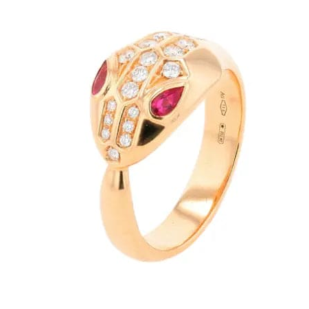 18K RG BVLGARI •Rubellite Snake •Statement Ring •Bvlgari Serpenti Ring Rose Gold
