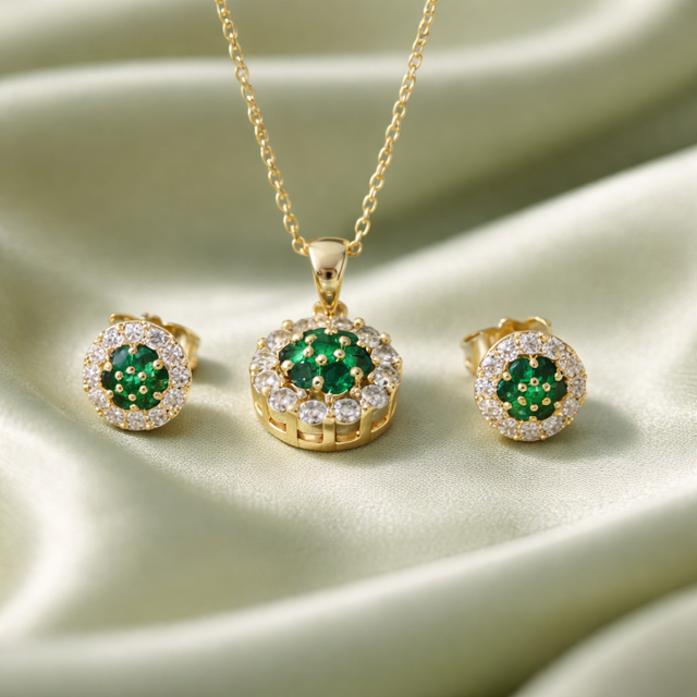 Gold Filled Earring and Pendant Set• Polished Golden Finish •Set