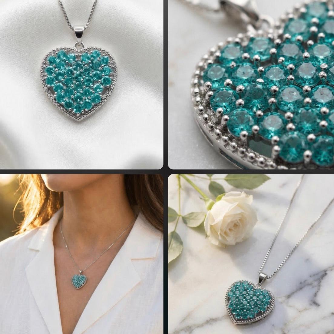 Green Apatite Heart-shaped Pendant 925 Silver •18 inches Necklace •Natural Gemstone Pendant •Everyday Gift Alain Orbiz Jewelry