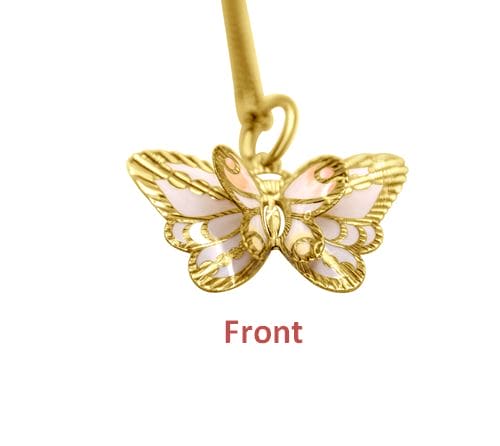 14K Gold Butterfly Pendant •Gold Butterfly Necklaces •Dainty pink Butterfly Charm •Butterfly Layering Necklace •Special Gift for her