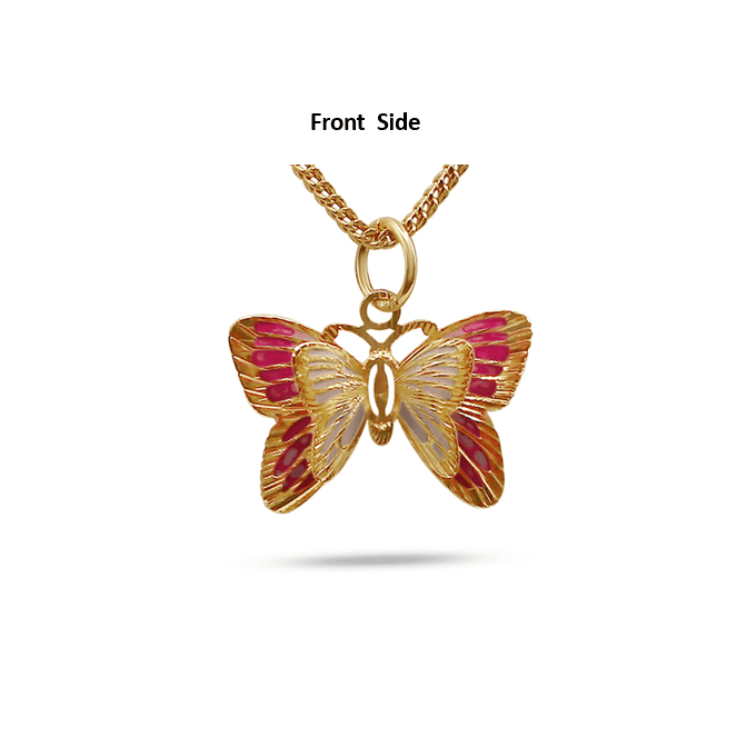 14K Gold Butterfly Pendant •Gold Butterfly Necklaces •Dainty pink Butterfly Charm •Butterfly Layering Necklace •Special Gift for her