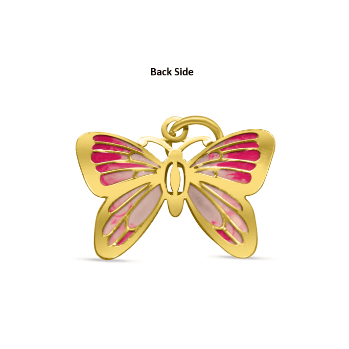 14K Gold Butterfly Pendant •Gold Butterfly Necklaces •Dainty pink Butterfly Charm •Butterfly Layering Necklace •Special Gift for her