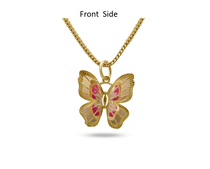 14K Gold Butterfly Pendant •Gold Butterfly Necklaces •Dainty pink Butterfly Charm •Butterfly Layering Necklace •Special Gift for her