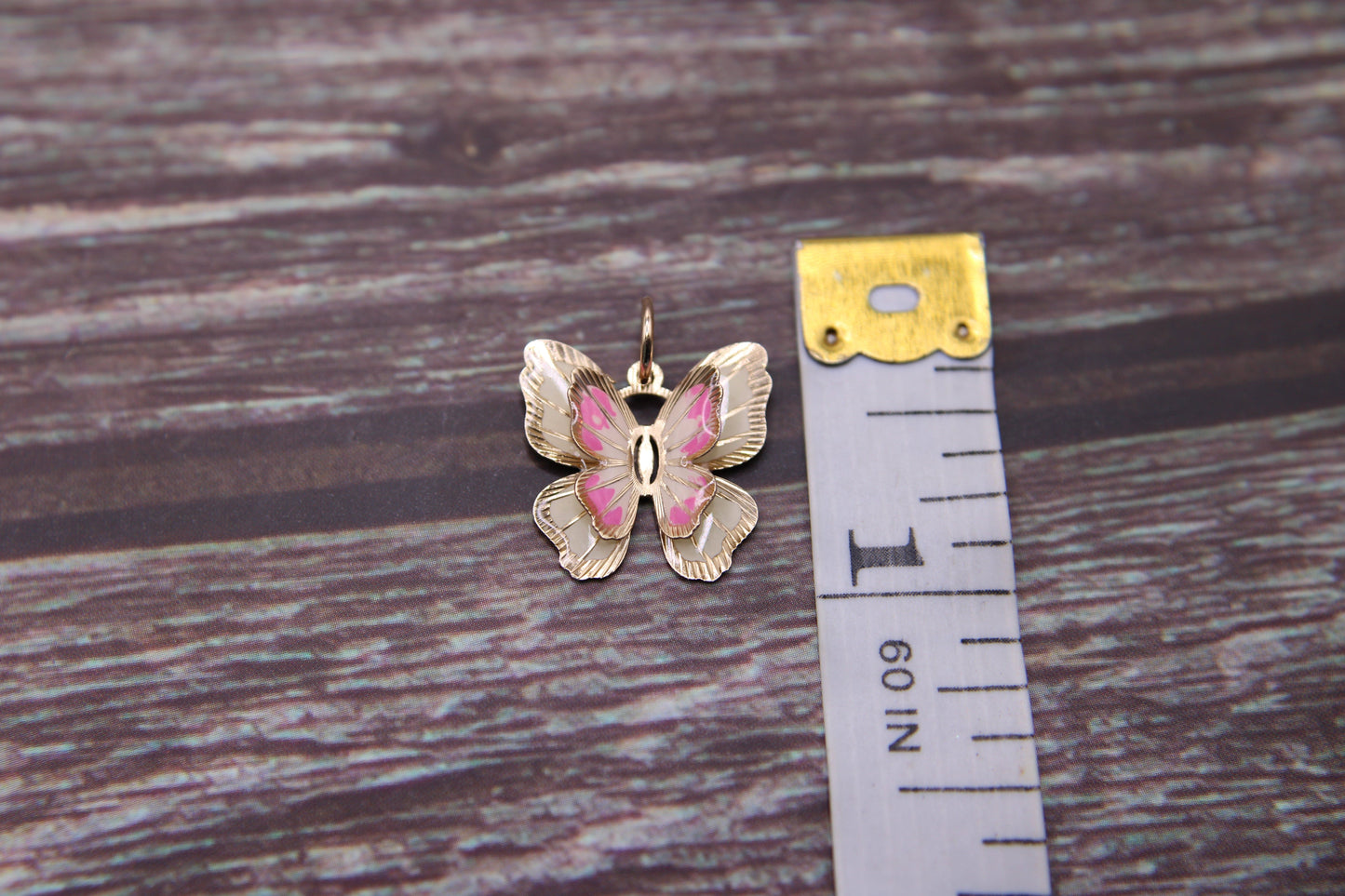 14K Gold Butterfly Pendant •Gold Butterfly Necklaces •Dainty pink Butterfly Charm •Butterfly Layering Necklace •Special Gift for her