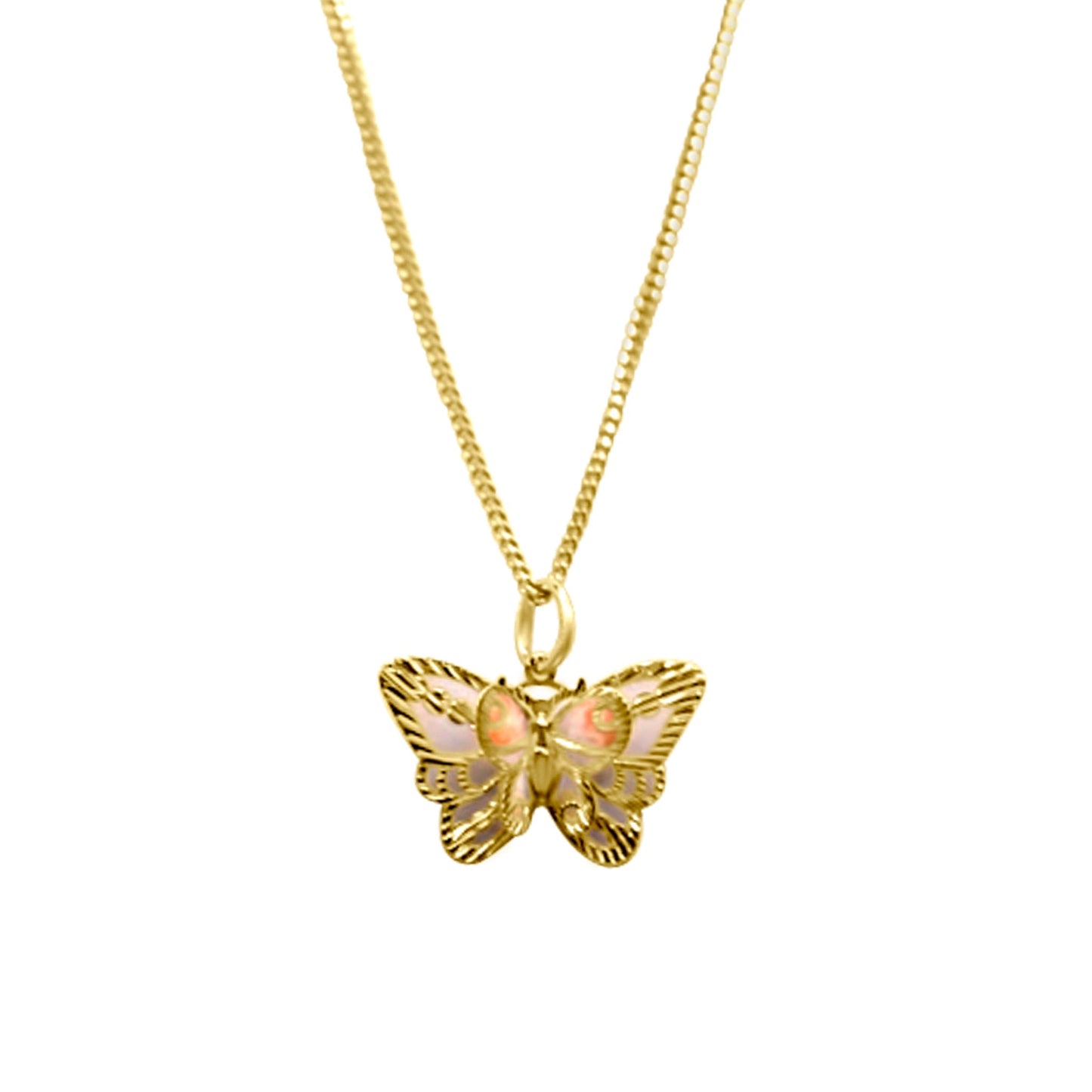 14K Gold Butterfly Pendant •Gold Butterfly Necklaces •Dainty pink Butterfly Charm •Butterfly Layering Necklace •Special Gift for her