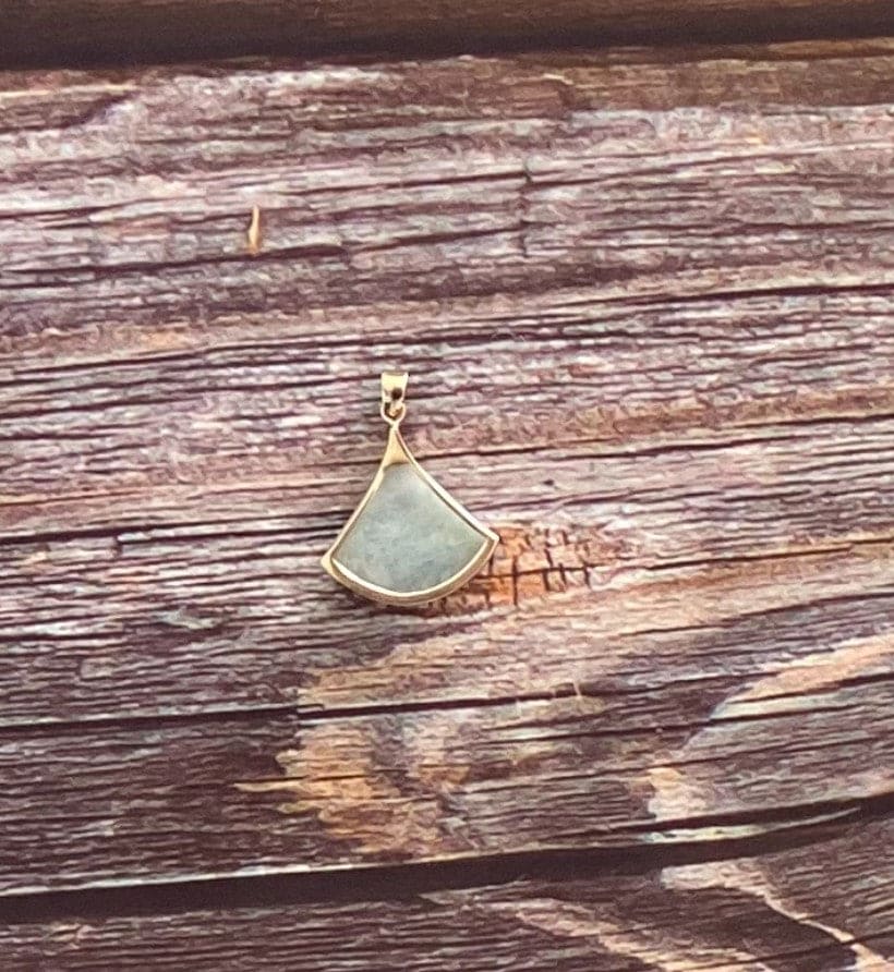 14K Gold Jade Triangle Pendant •Minimalist Gold Pendant •Green Triangular Necklace •Birthstone Jewelry