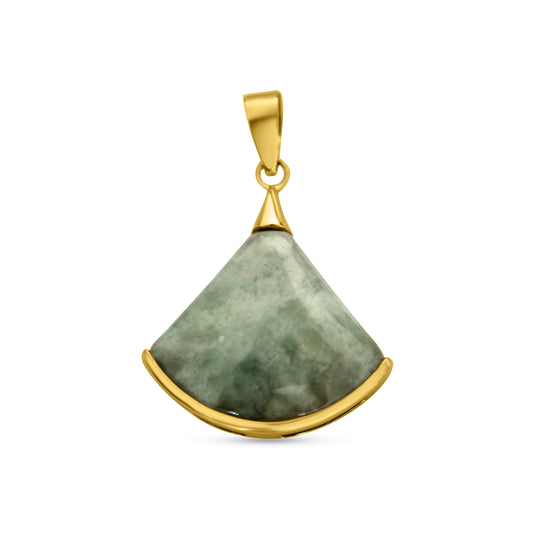 14K Gold Jade Triangle Pendant •Minimalist Gold Pendant •Green Triangular Necklace •Birthstone Jewelry