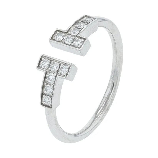18K WG Tiffany &amp; CO •T-Wire Ring •Wedding Band Ring •Statement Ring