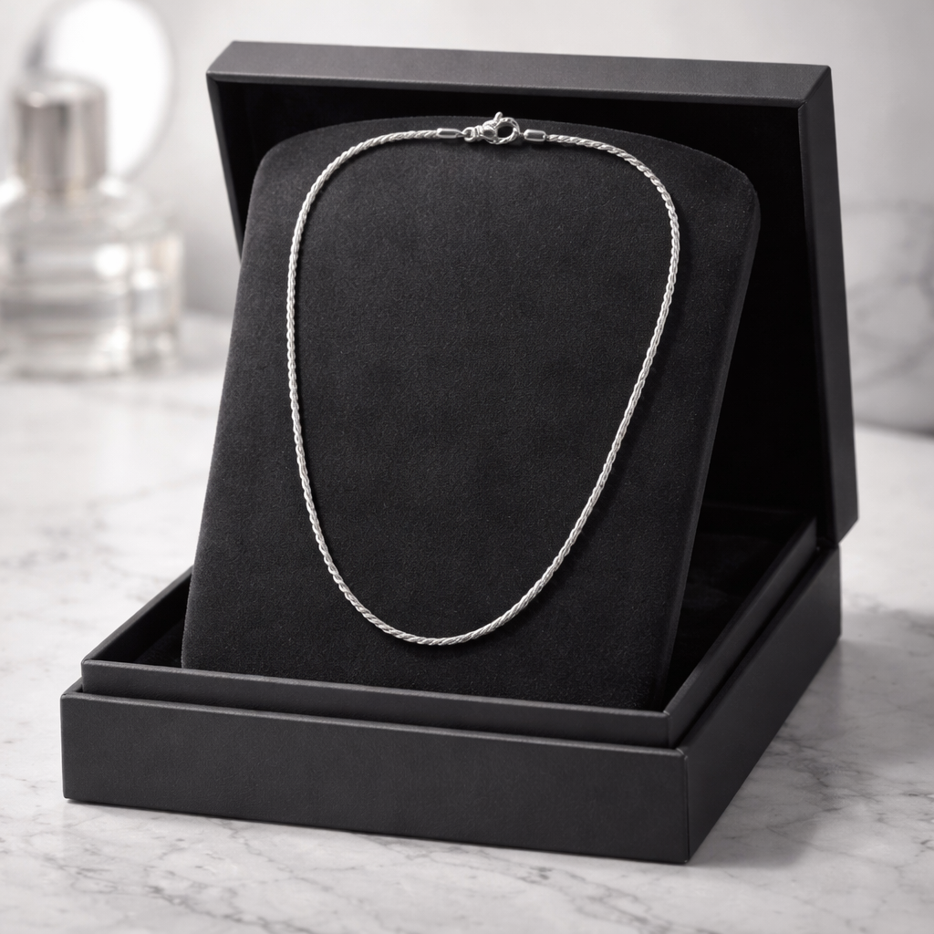 2 mm Sterling Silver Twisted Rope Chain •Secure Lobster Clasp • Timeless Unisex Jewelry Alain Orbiz Jewelry
