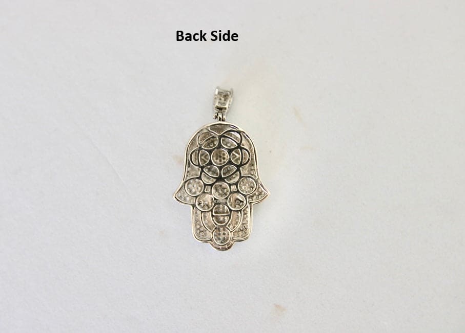 Hamsa Hand 925 Silver •Cubic Zirconia Evil Eye •Protection Silver Charm •Hand of Fatima Pendant •Talisman Pendant for him or her-Alain Orbiz Jewelry