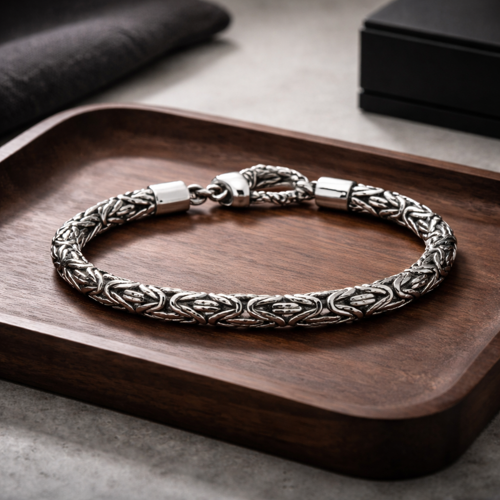 4 mm Bali Handcrafted Byzantine Sterling Silver Bracelet • Durable Lobster Clasp • Timeless Unisex Style Alain Orbiz Jewelry