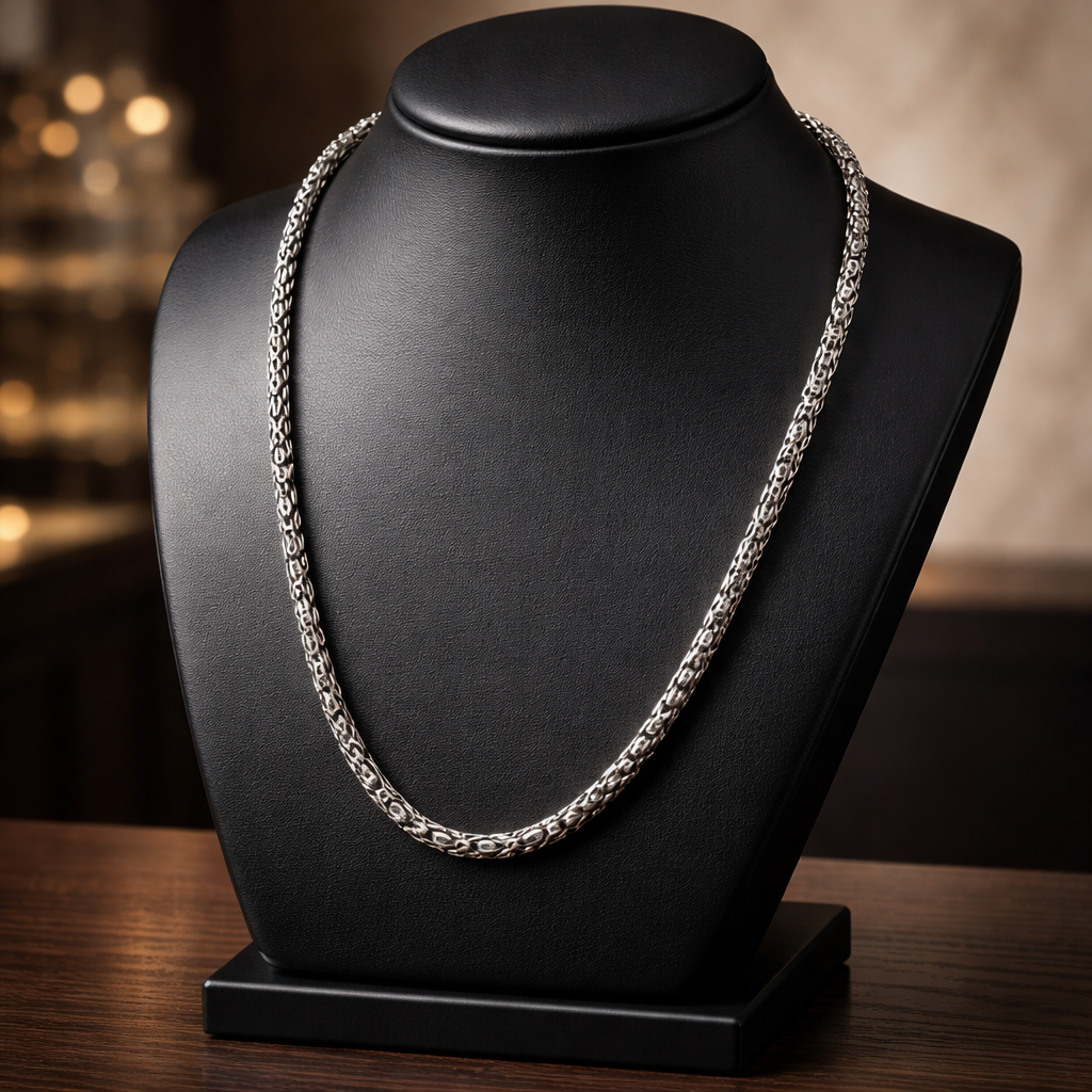 4 mm Bali Handcrafted Byzantine Sterling Silver Chain • Lobster Clasp • Perfect Gift for Him or Her