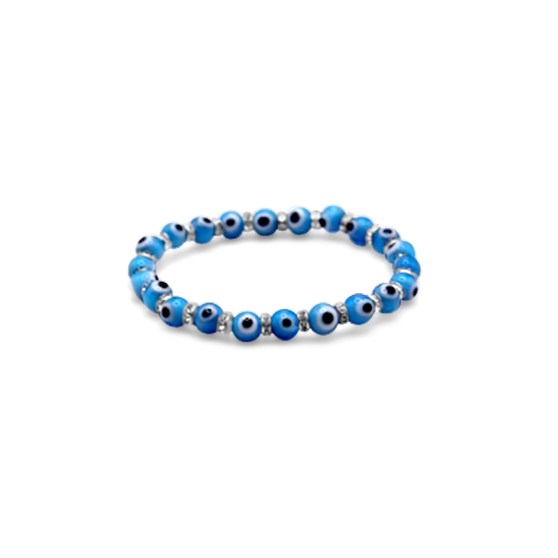 Beaded Bracelet blue Evil eye •Paired with Crystals •Evil Eye stretch Bracelet •Birthday Gift-Alain Orbiz Jewelry