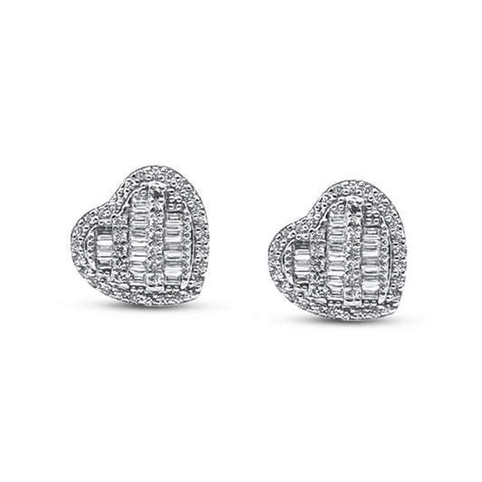 Cubic Zirconia 925 Stud Earrings •Heart-shaped Earrings •Whimsical Earrings •Everyday Earrings-Alain Orbiz Jewelry