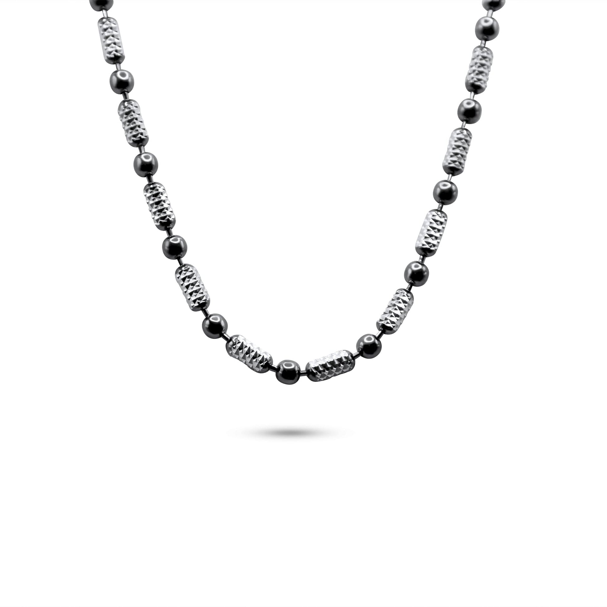 Beaded gray Silver 925 Necklace •Stackable Silver Necklace •Layered Look •Rectangle Tube Necklace for him or her