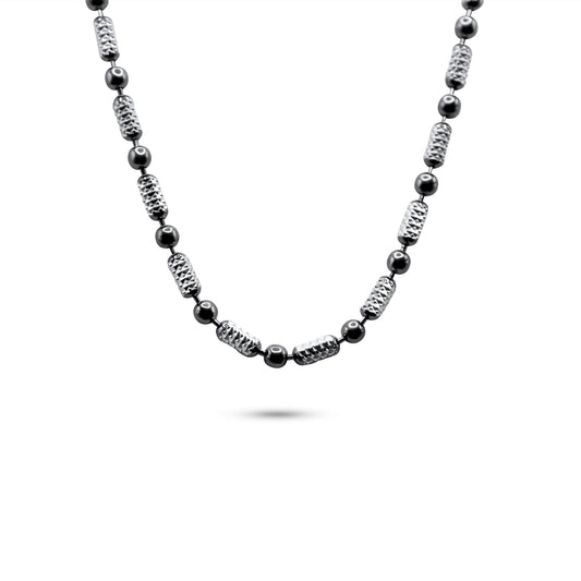 Beaded gray Silver 925 Necklace •Stackable Silver Necklace •Layered Look •Rectangle Tube Necklace for him or her