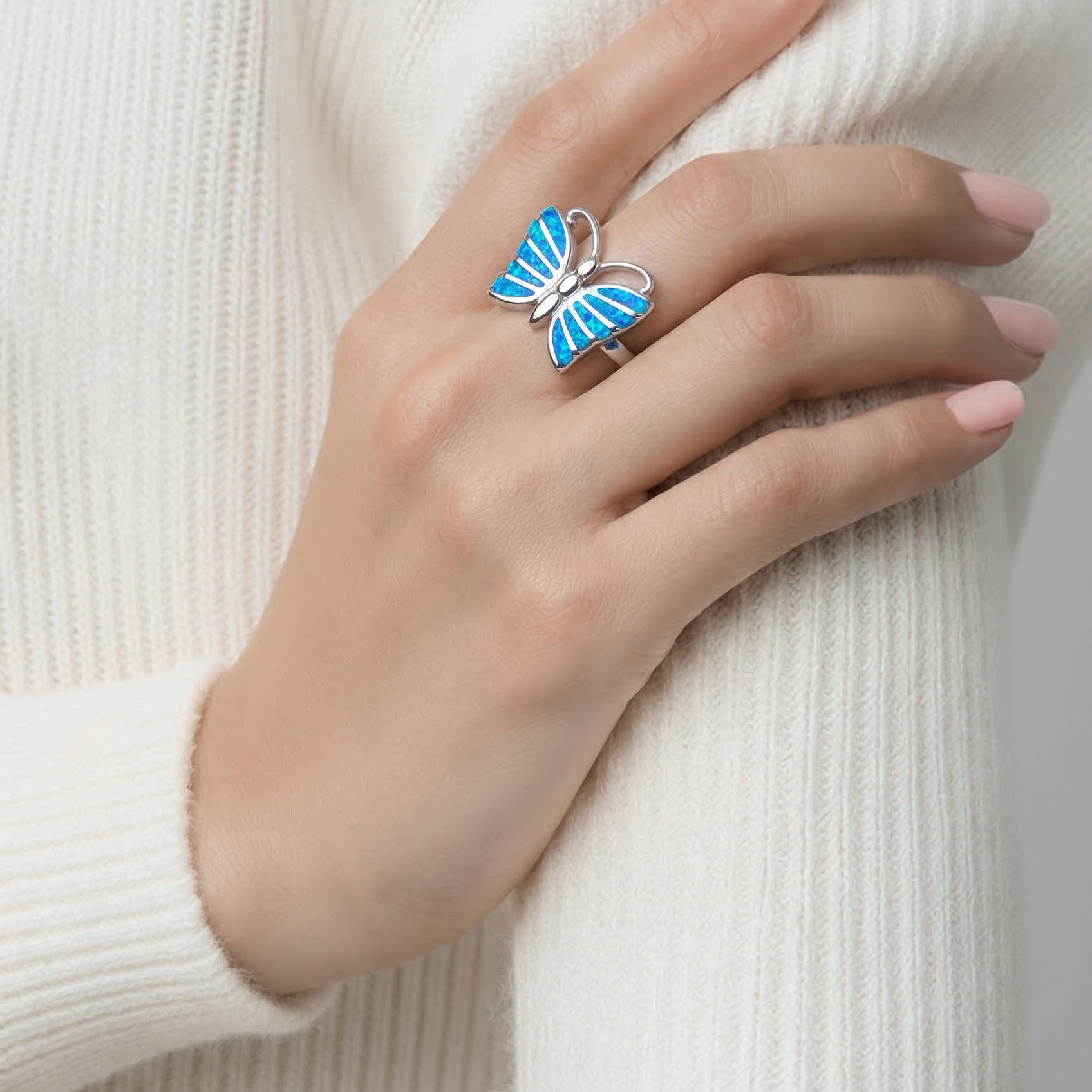 Butterfly Silver Ring •Opal 925 Silver Ring •Whimsical Butterfly Ring •Boho Silver Ring • Ring for her AOJ - Alain Orbiz Jewelry