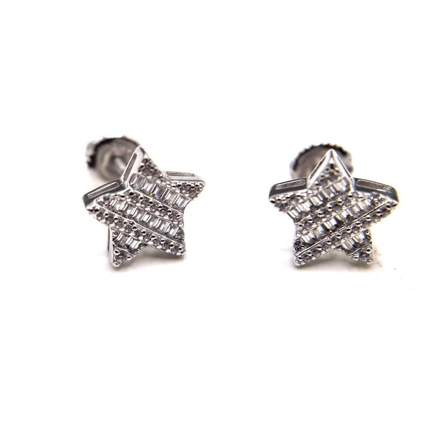 Cubic Zirconia 925 Silver Earrings Stud •Star-shaped Earrings •Stone of Practicality •Whimsical Earrings-Alain Orbiz Jewelry