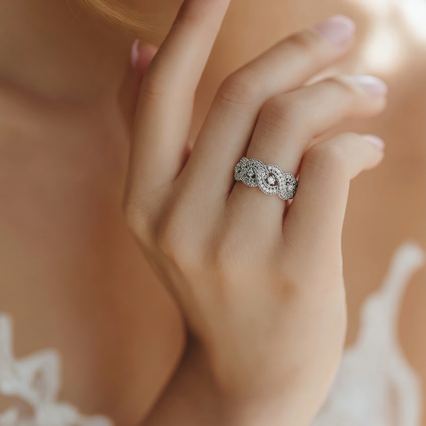 Diamond Ring 925 Silver •Round genuine Diamonds •Ring for her or him •Anniversary Band in Sterling Silver Alain Orbiz Jewelry