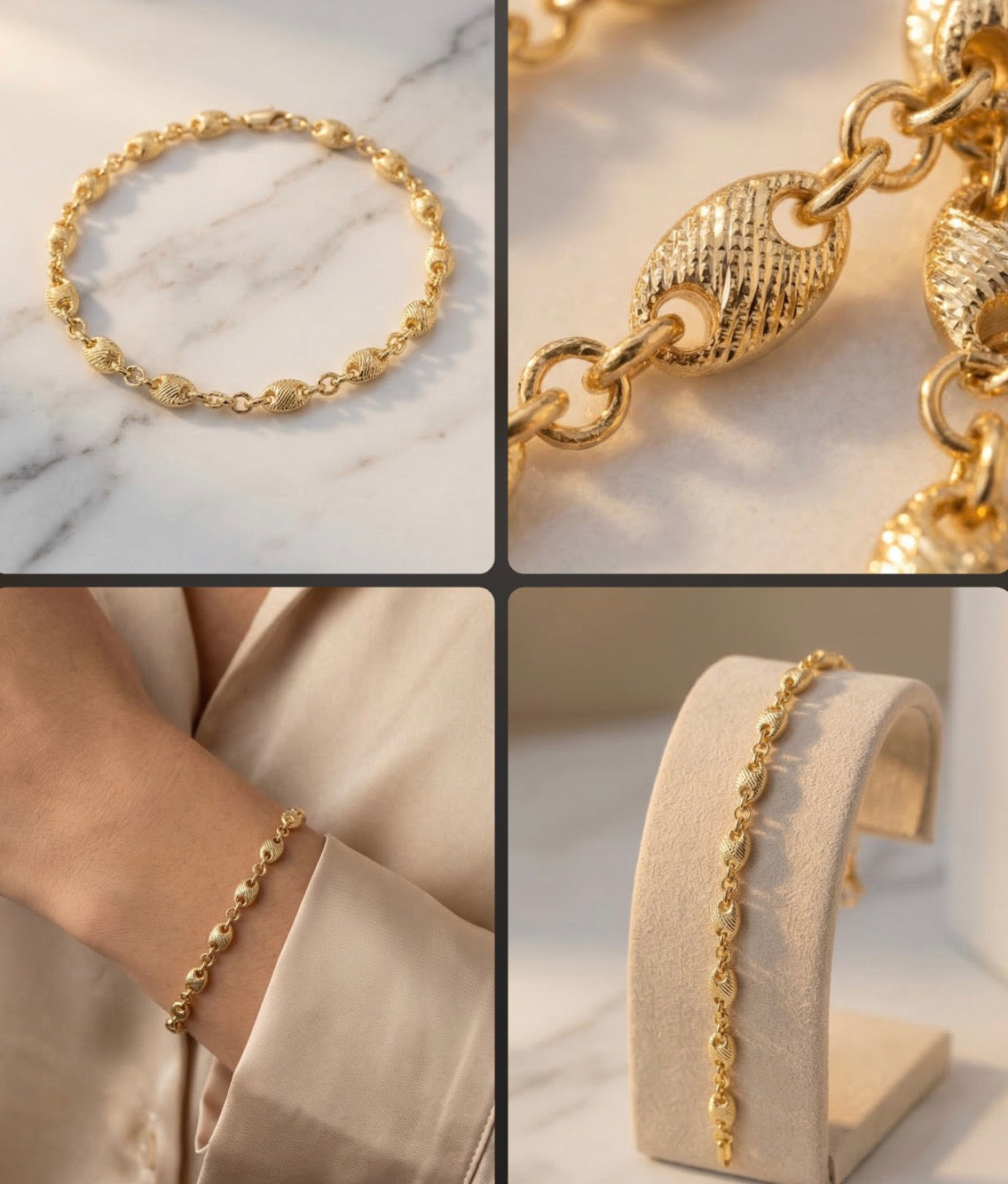 Gold Filled Basic Bracelet • Puff Mariner Design • Polished Golden Finish • 3mm Thickness • 6-Inch Length Alain Orbiz Jewelry