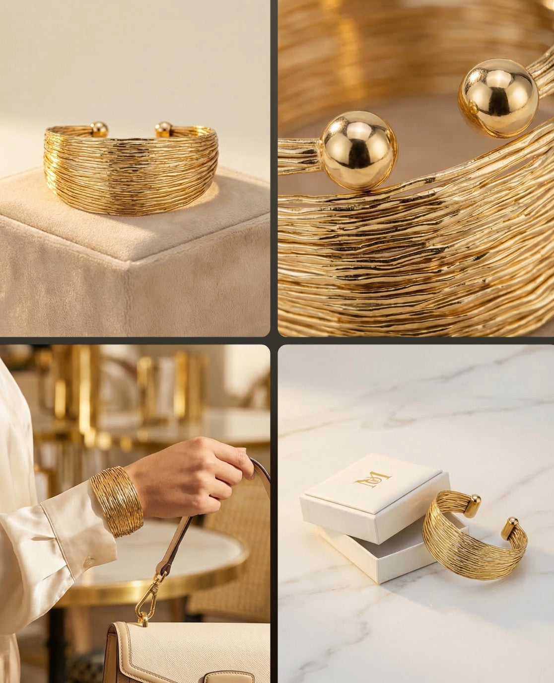 Gold Filled Bangle • Polished Golden Finish • 35mm Thickness • One Size Fits All Alain Orbiz Jewelry