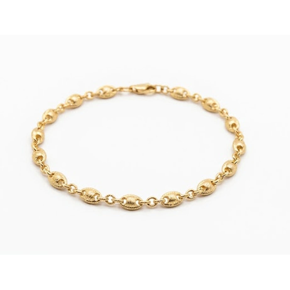 Gold Filled Basic Bracelet • Puff Mariner Design • Polished Golden Finish • 3mm Thickness • 6-Inch Length
