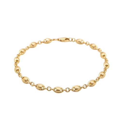 Gold Filled Basic Bracelet • Puff Mariner Design • Polished Golden Finish • 3mm Thickness • 6-Inch Length