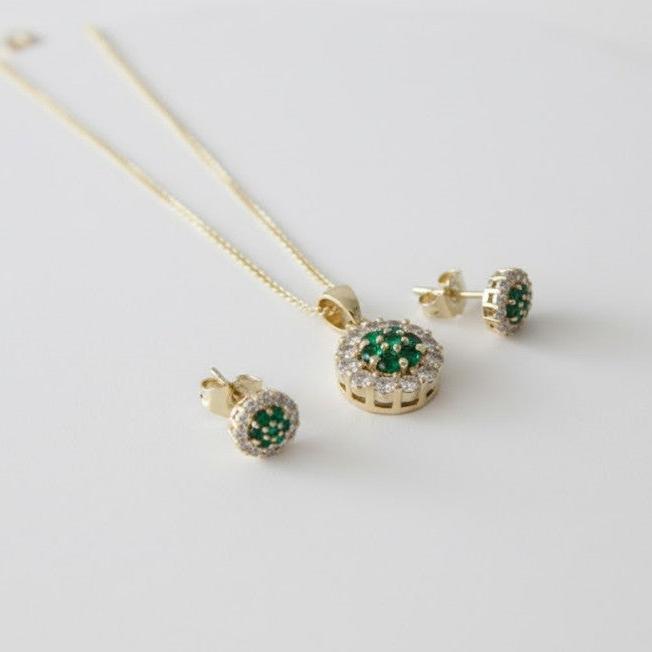 Gold Filled Earring and Pendant Set• Polished Golden Finish •Set