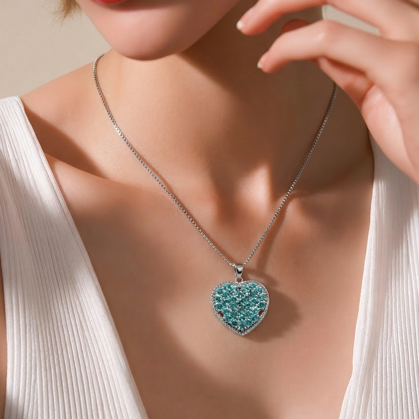 Green Apatite Heart-shaped Pendant 925 Silver •18 inches Necklace •Natural Gemstone Pendant •Everyday Gift Alain Orbiz Jewelry