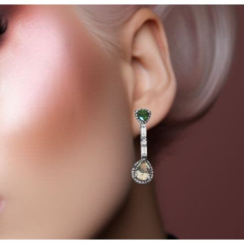 Green Silver 925 Earrings •Amethyst Silver Dangle Earrings •Gemstone Dangle Earrings •Dangling Earrings for her •Quirky Gift for her