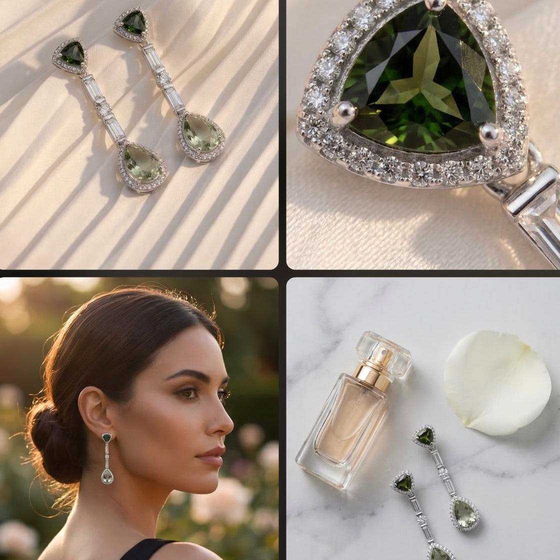 Green Silver 925 Earrings •Amethyst Silver Dangle Earrings •Gemstone Dangle Earrings  •Dangling Earrings for her  •Quirky Gift for her AOJ - Alain Orbiz Jewelry
