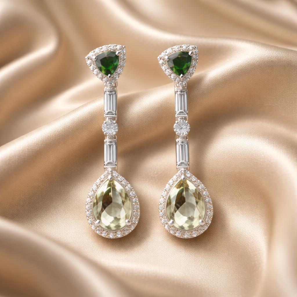 Green Silver 925 Earrings •Amethyst Silver Dangle Earrings •Gemstone Dangle Earrings  •Dangling Earrings for her  •Quirky Gift for her AOJ - Alain Orbiz Jewelry