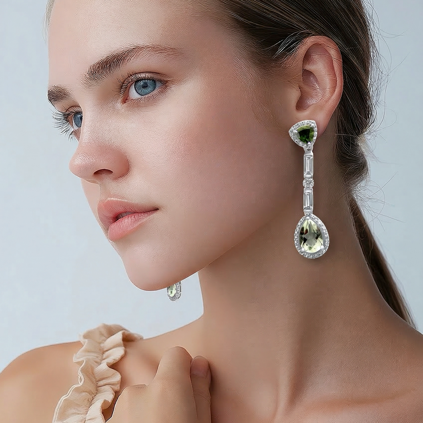 Green Silver 925 Earrings •Amethyst Silver Dangle Earrings •Gemstone Dangle Earrings  •Dangling Earrings for her  •Quirky Gift for her AOJ - Alain Orbiz Jewelry