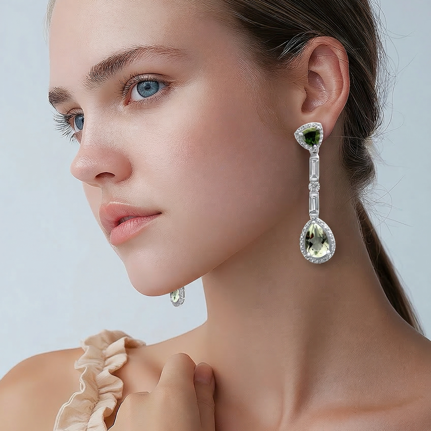 Green Silver 925 Earrings •Amethyst Silver Dangle Earrings •Gemstone Dangle Earrings  •Dangling Earrings for her  •Quirky Gift for her AOJ - Alain Orbiz Jewelry