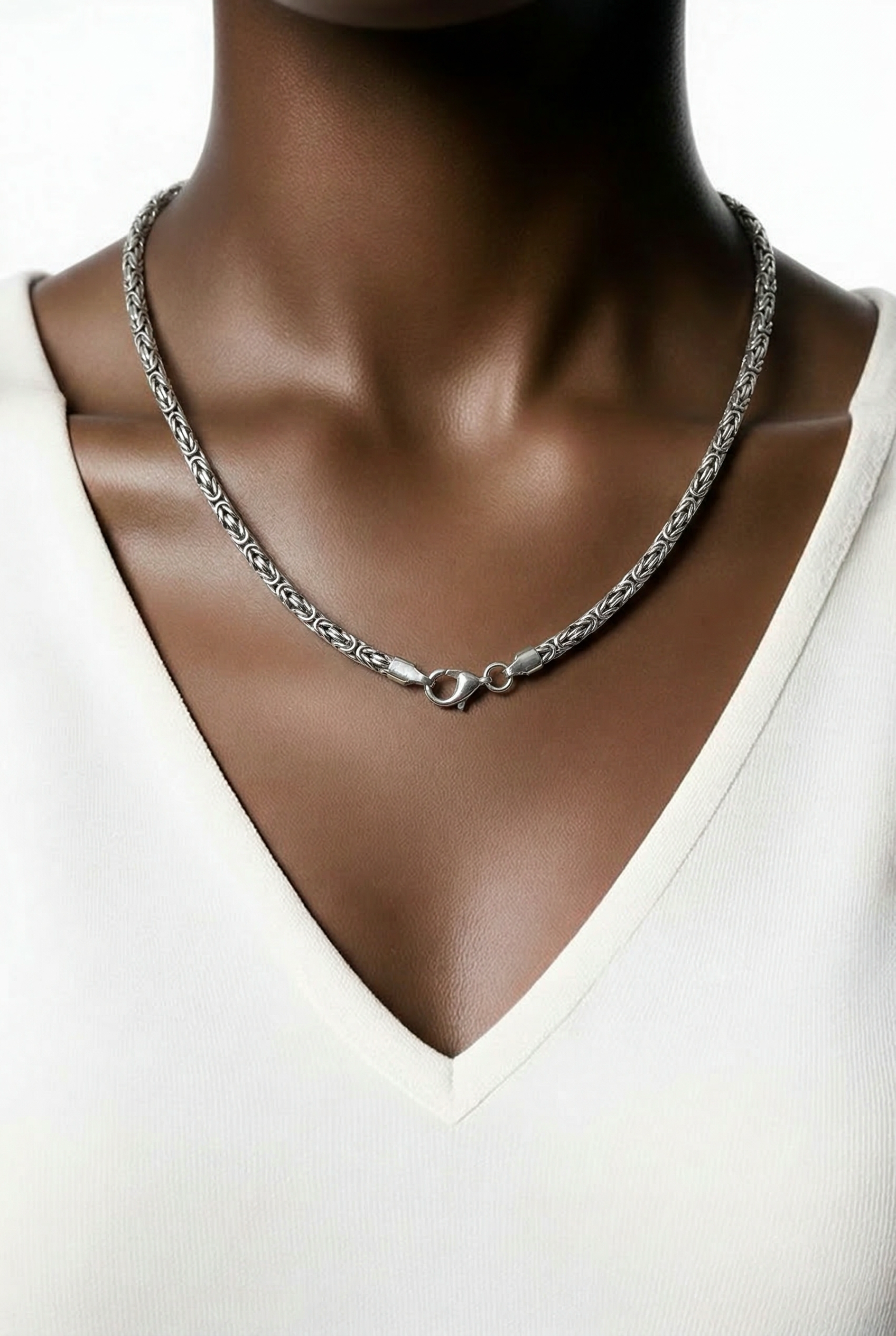 2.5 mm Sterling Silver Byzantine Square Chain • Sleek Minimal Design • Secure Lobster Clasp • Everyday Essential Alain Orbiz Jewelry