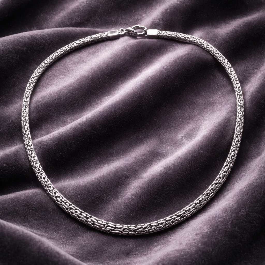 2.5 mm Sterling Silver Byzantine Square Chain • Sleek Minimal Design • Secure Lobster Clasp • Everyday Essential Alain Orbiz Jewelry