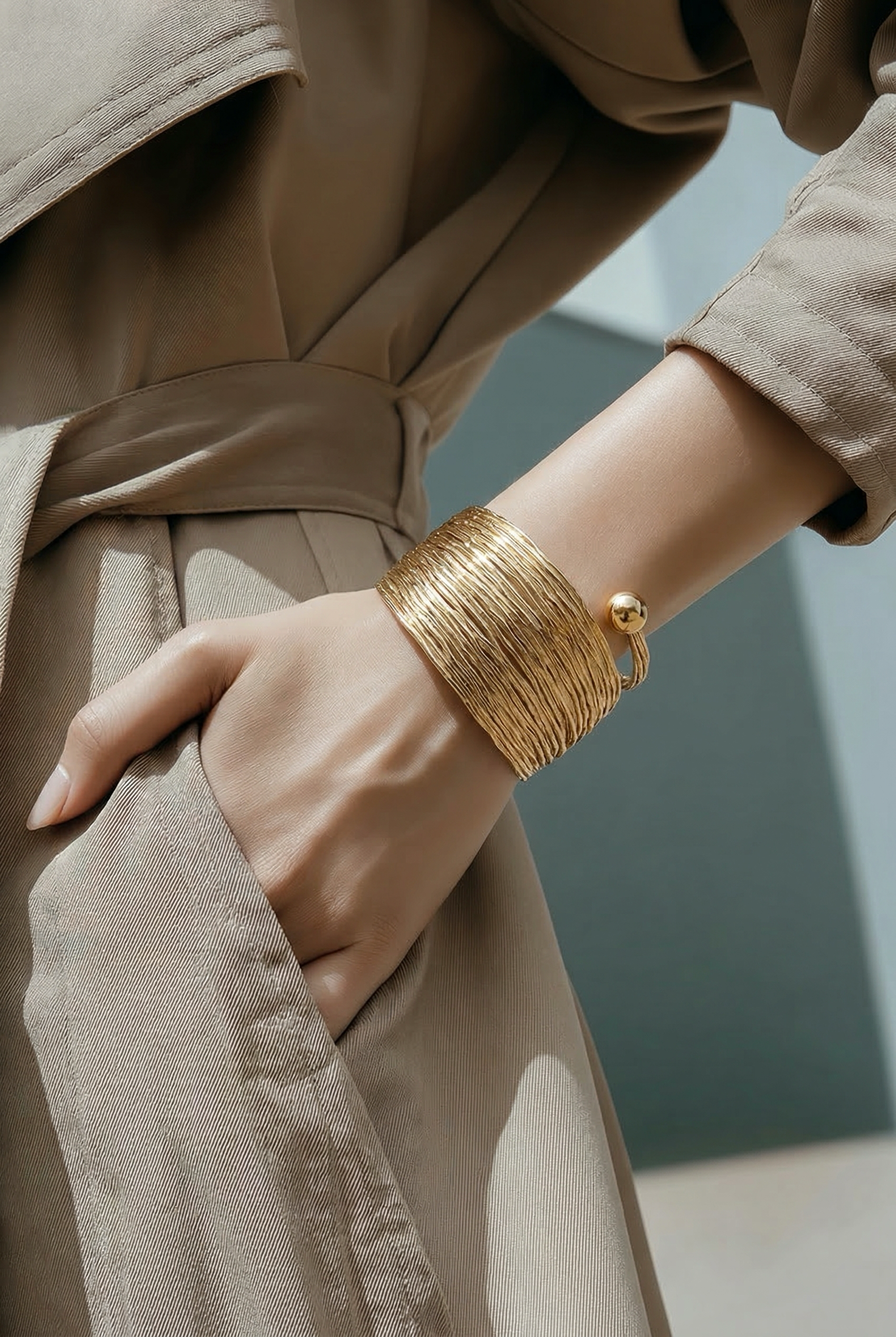 Gold Filled Bangle • Polished Golden Finish • 35mm Thickness • One Size Fits All Alain Orbiz Jewelry