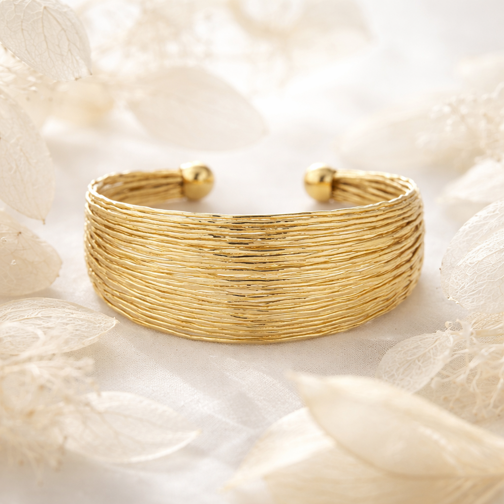 Gold Filled Bangle • Polished Golden Finish • 35mm Thickness • One Size Fits All Alain Orbiz Jewelry