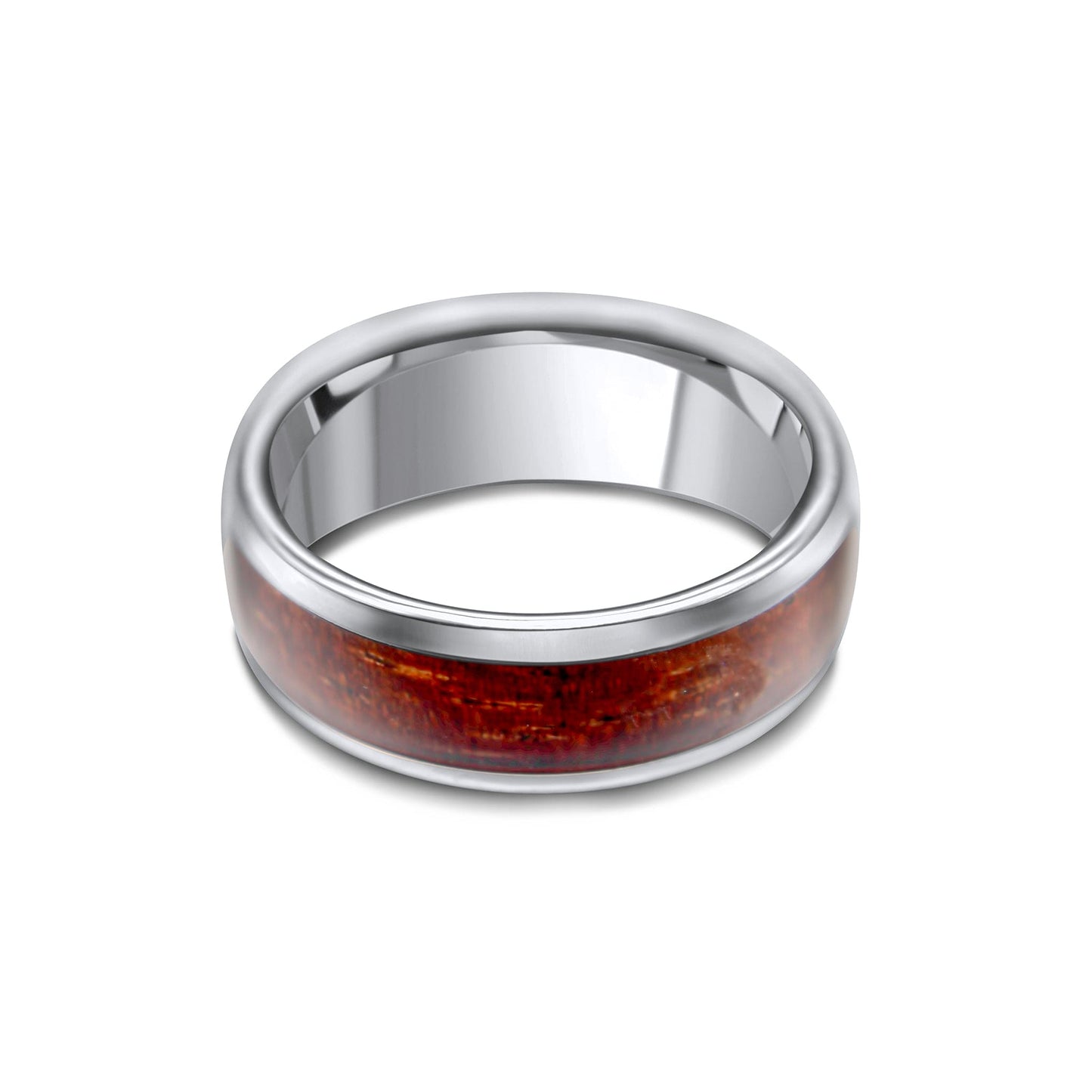 Tungsten Ring with Hawaiian Koa Wood •8.00 mm Ring band •Comfort Ring •Gentlemen Ring •Unique and Affordable-Alain Orbiz Jewelry