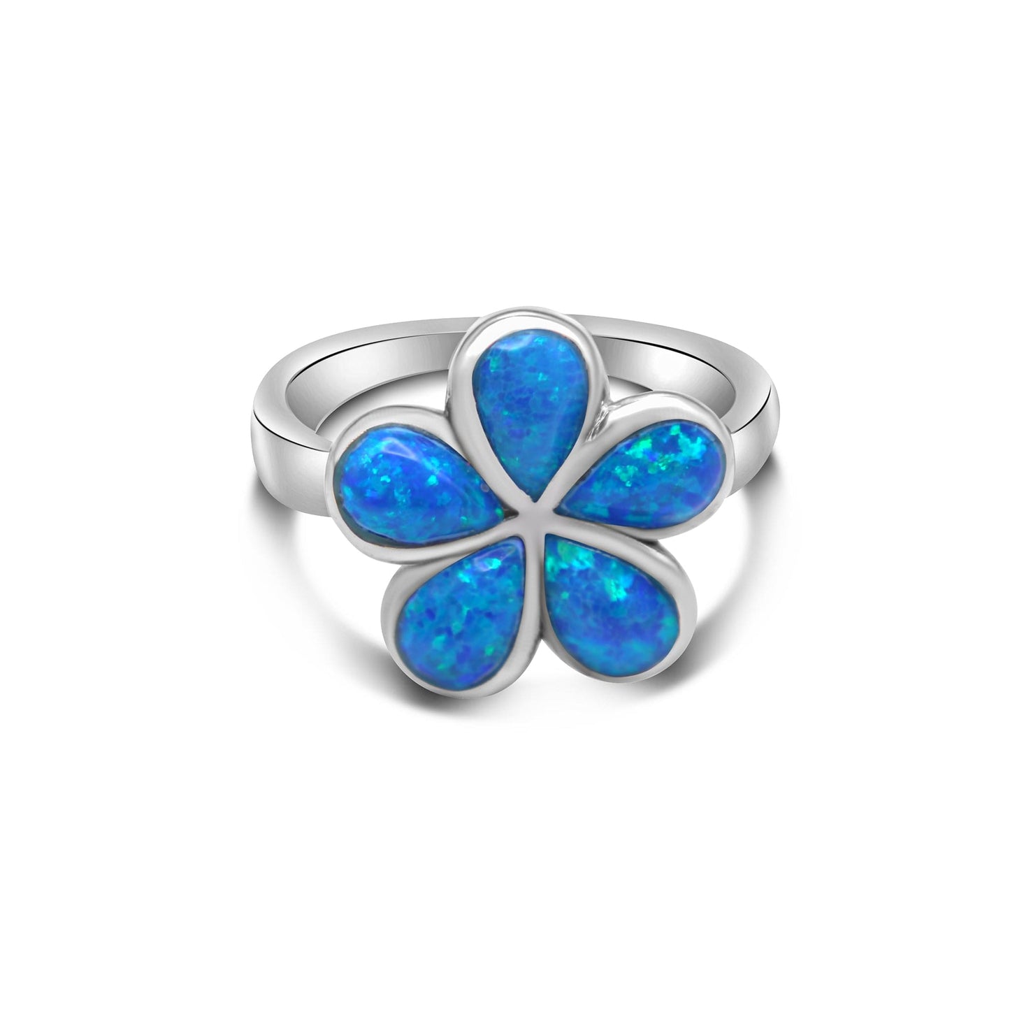 Opal Flower 925 Silver Ring •October Birth Flower Ring •Blue Opal Silver Ring •Meaningful Gift for her-Alain Orbiz Jewelry