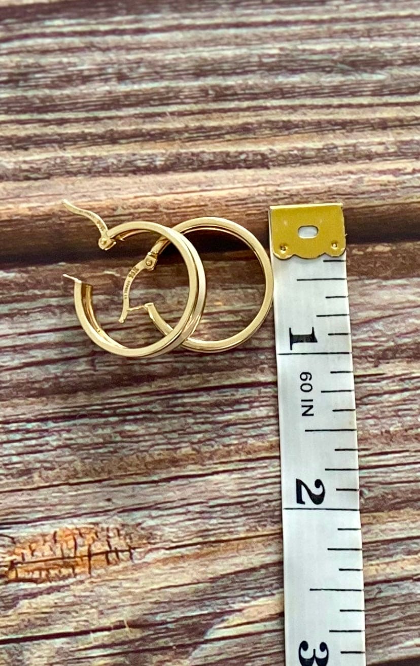 14K Yellow Gold Hoop Earrings •White Enamel Inlay •Gold Enamel Earrings •Minimalist Huggie Earrings •Gift for her-Alain Orbiz Jewelry