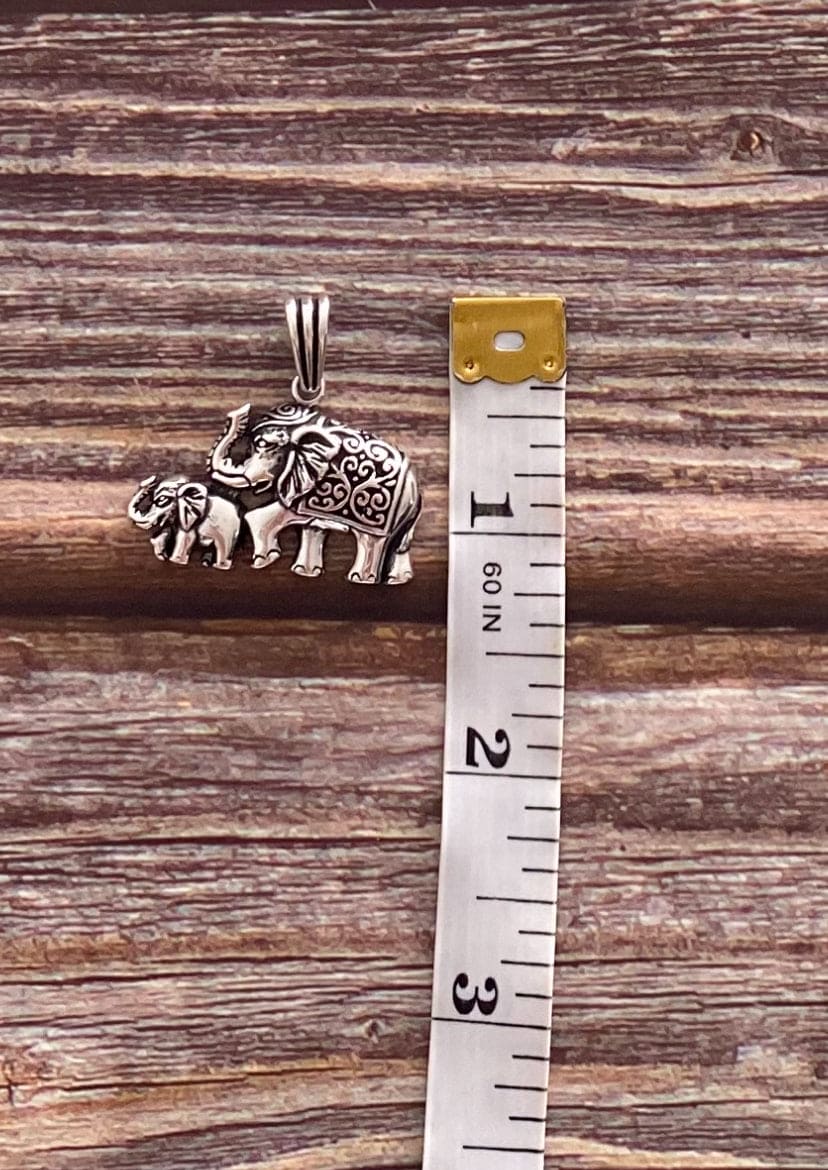 Mama and Baby Elephant 925 Silver Pendant •Good Luck Pendant •Mom and Baby Necklace •Meaningful Gift for Mom-Alain Orbiz Jewelry