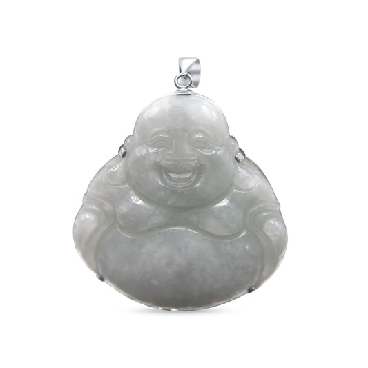 Jade Buddha Pendant •Silver 925 Buddha Pendant •Feng Shui Laughing Buddha •Green Pendant •Meaningful Gift for him or her-Alain Orbiz Jewelry