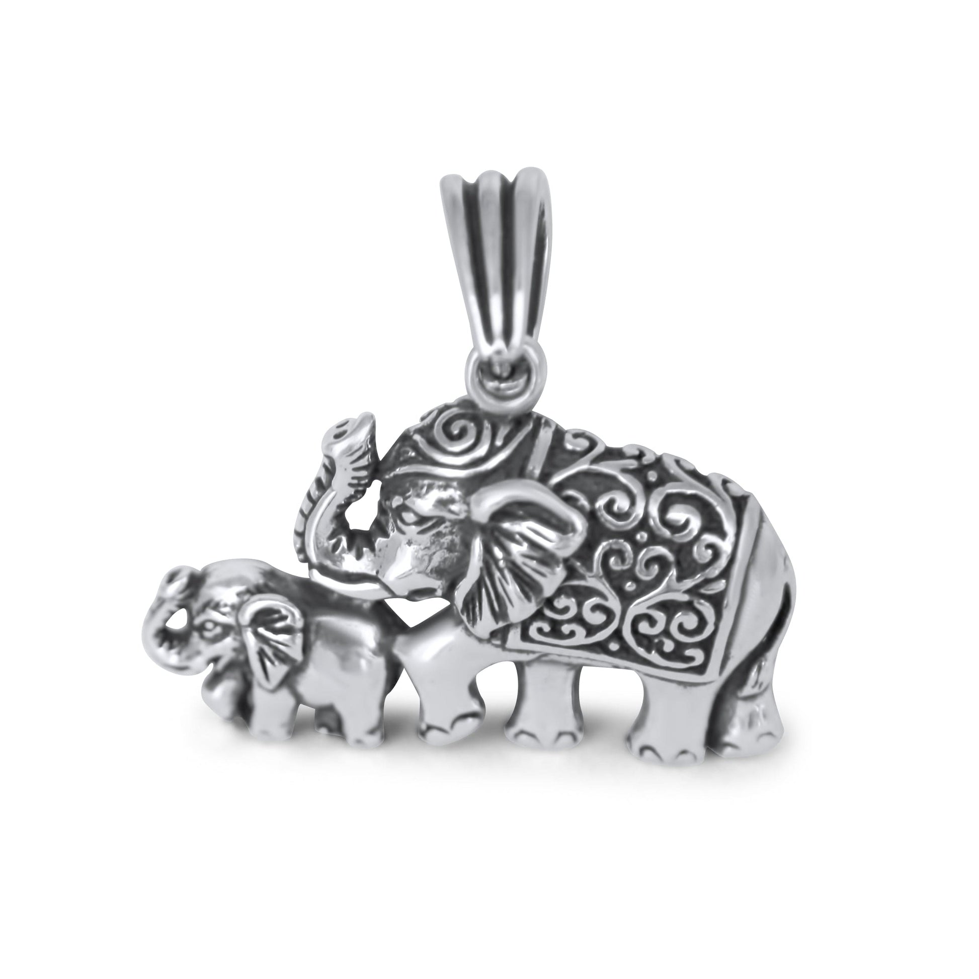 Mama and Baby Elephant 925 Silver Pendant •Good Luck Pendant •Mom and Baby Necklace •Meaningful Gift for Mom-Alain Orbiz Jewelry