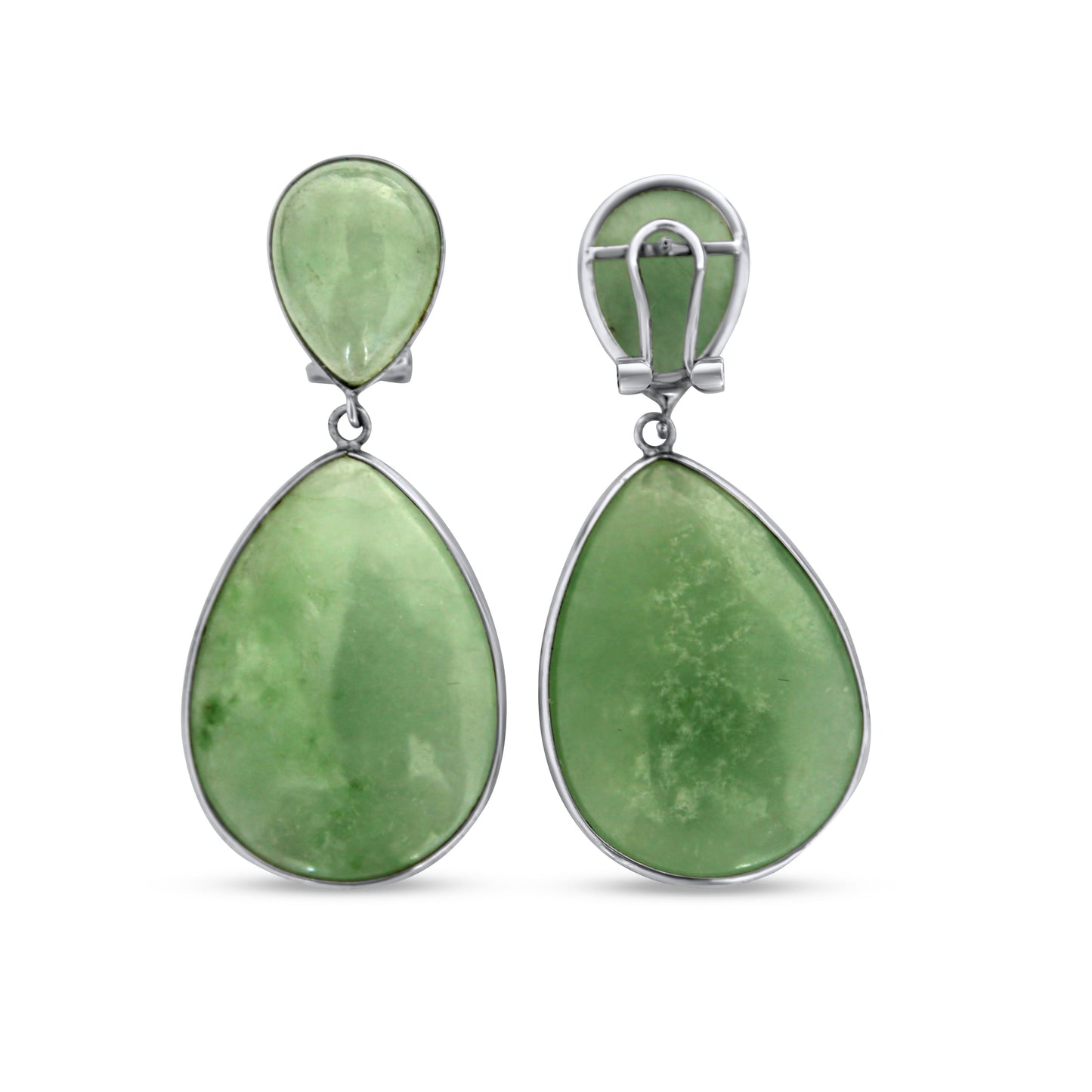 Jade 925 Silver Dangle Earrings •Gemstone Double Drop Earrings •Green Stone Earrings •Gift for her-Alain Orbiz Jewelry