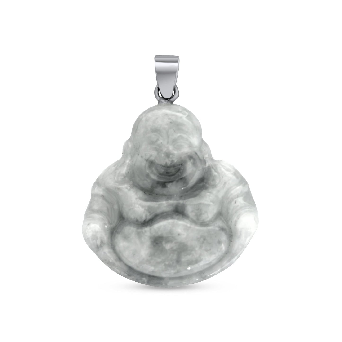 Jade Buddha Pendant •Silver 925 Buddha Pendant •Feng Shui Laughing Buddha •Green Pendant •Meaningful Gift for him or her-Alain Orbiz Jewelry