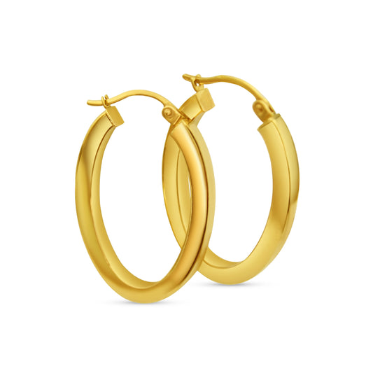 Oval 14K Gold Hoop Earrings •Solid Gold Large Earrings •Trendy Earrings •Everyday Hoops •Treat for her-Alain Orbiz Jewelry