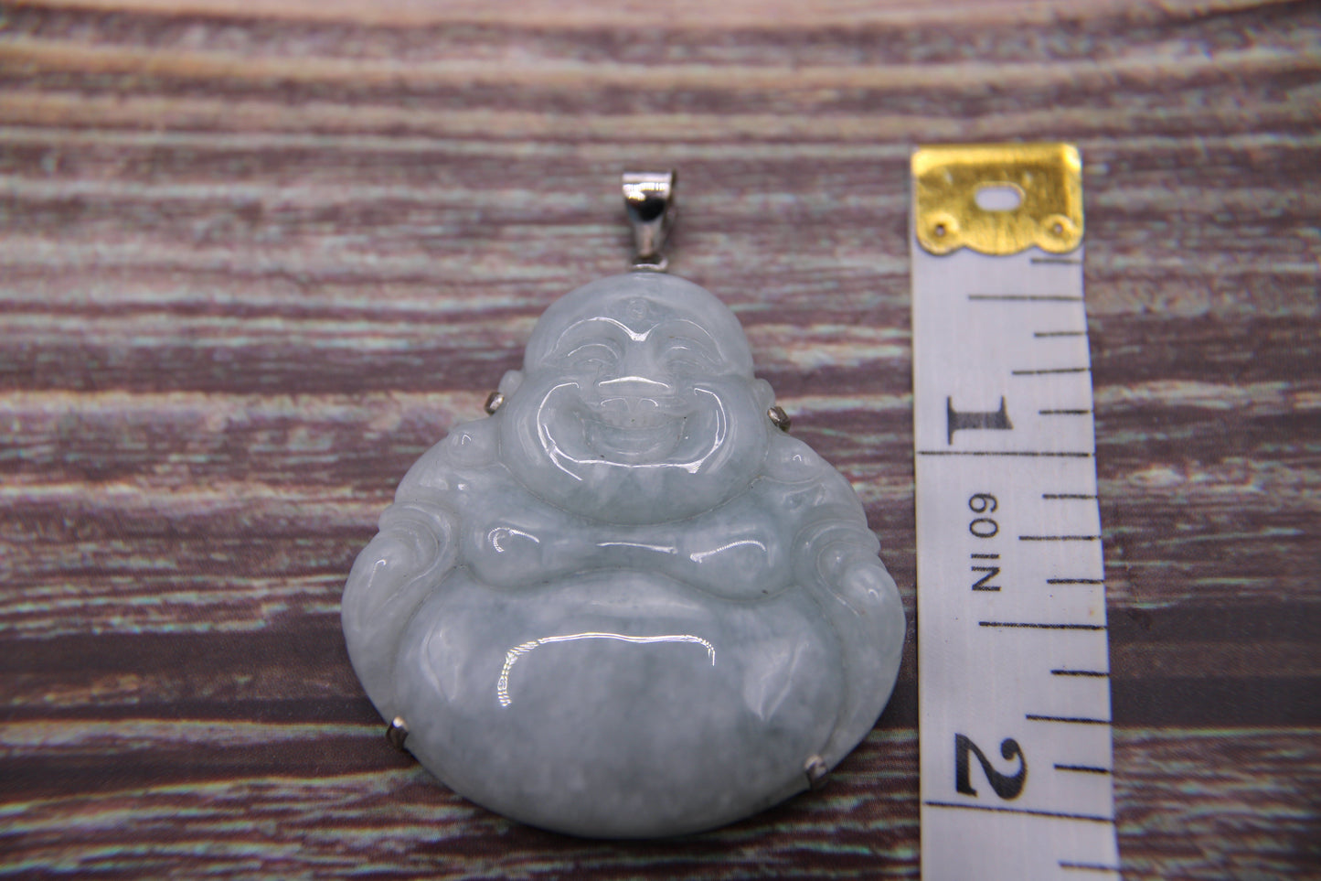 Jade Buddha Pendant •Silver 925 Buddha Pendant •Feng Shui Laughing Buddha •Green Pendant •Meaningful Gift for him or her