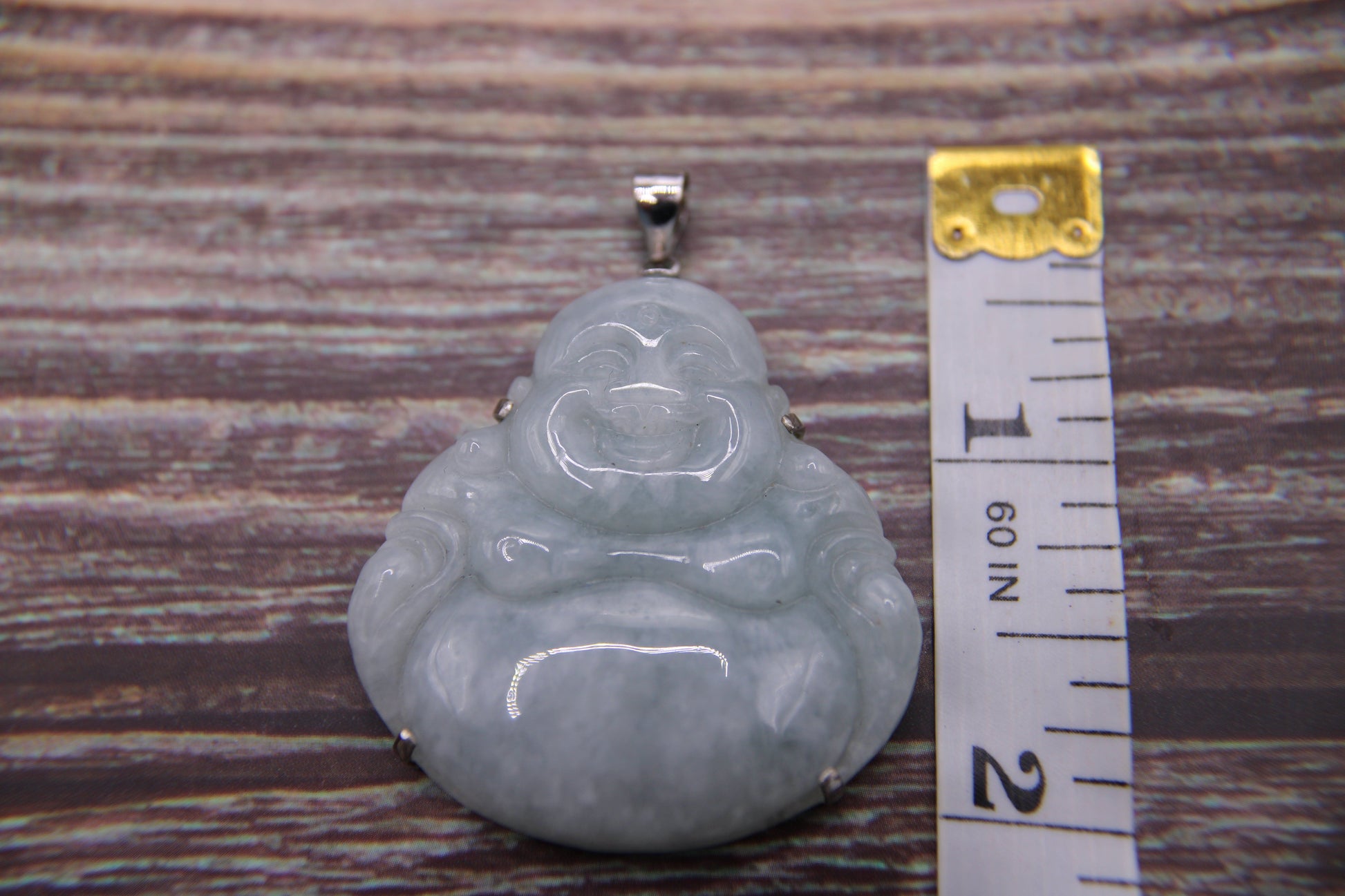 Jade Buddha Pendant •Silver 925 Buddha Pendant •Feng Shui Laughing Buddha •Green Pendant •Meaningful Gift for him or her