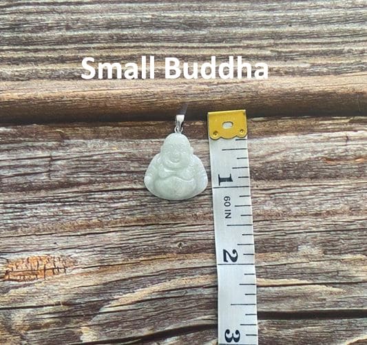Jade Buddha Pendant •Silver 925 Buddha Pendant •Feng Shui Laughing Buddha •Green Pendant •Meaningful Gift for him or her